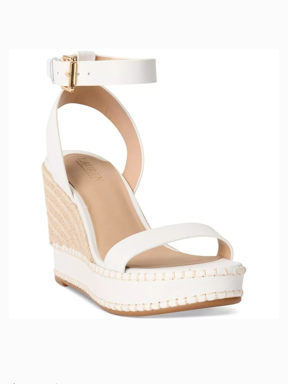 Lauren Ralph Lauren Hilarie Ankle-Strap Espadrille Platform Wedge Sandal Sz 8